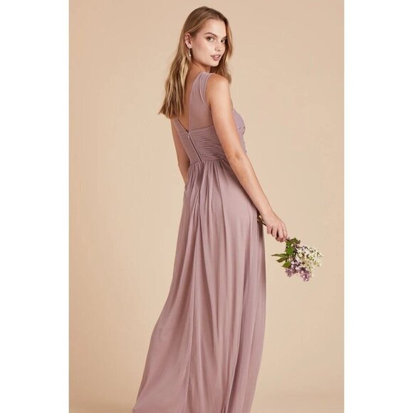 Birdy‎ Grey Ryan Sheer V Back Maxi Formal Bridesmaid Dress Mauve Medium NWT - Picture 3 of 16